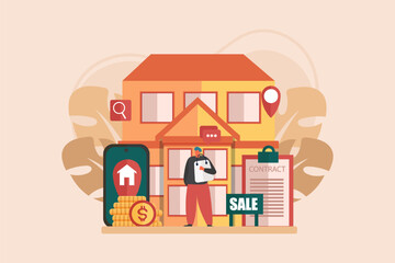 Naklejka premium Real Estate Flat Illustration Design