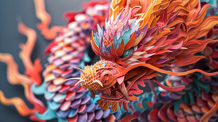 Papercraft art stock image of a detailed paper sculpture of a dr - obrazy, fototapety, plakaty