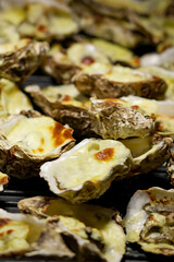 Oyster in a pan on the grill