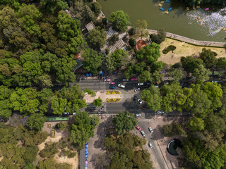 Fototapeta na wymiar Drone footage of Chapultepec Forest and its surroundings. CDMX