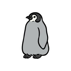 横向きの皇帝ペンギンの子供のイラスト