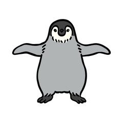 手を広げる皇帝ペンギンの子供のイラスト
