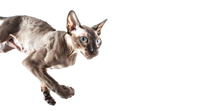 Hairless cat on a white background