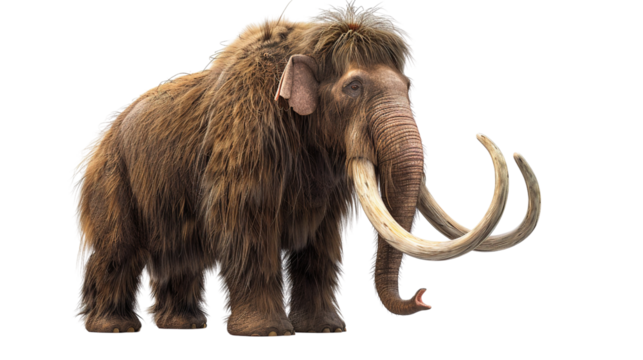 mammoth, prehistoric mammal isolated with shadow on white background