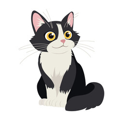 Cute vector black-white cat