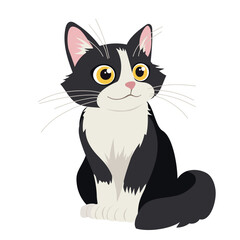 Obraz premium Cute vector black-white cat
