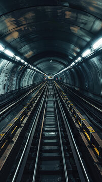 the subway goes inside the tunnel