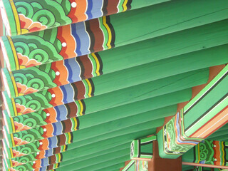 Beautiful Dancheong image painted on an old Korean Hanok