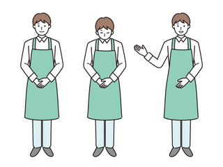エプロン姿の男性のベクターイラストセット