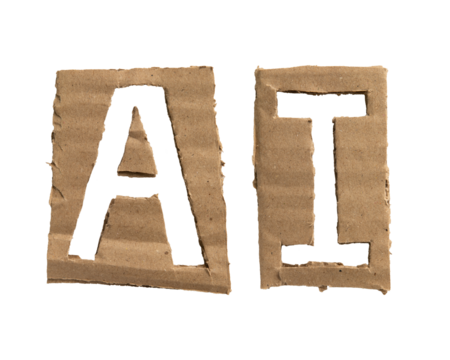 A word "AI" crafted from a cardboard