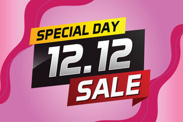 12.12 Special day sale word concept vector illustration with ribbon and 3d style for use landing page, template, ui, web, mobile app, poster, banner, flyer, background, gift card, coupon

