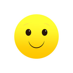 Happy emoji, cheerful smile. Bright yellow face. Joyful expression symbol. Vector illustration. EPS 10.