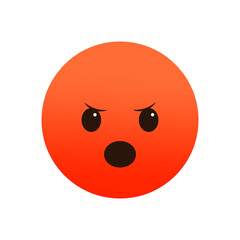 Angry emoji, red face. Annoyed expression, upset mood. Simple frustration icon. Vector illustration. EPS 10.