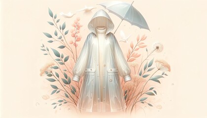 Illustration of a Raincoat in Spring