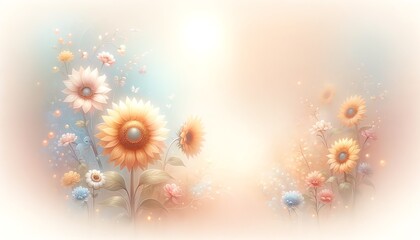 Illustration of Sunflowers in Spring