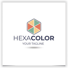 Fototapeta premium Vector hexagon color logo design template