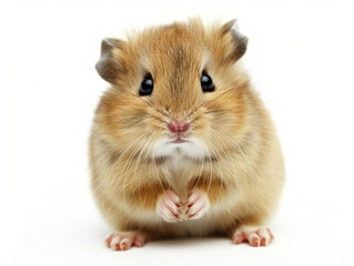 Cute Hamster Front View on White Background