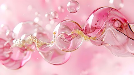 Abstract Pink Bubbles and Fluid Art Composition