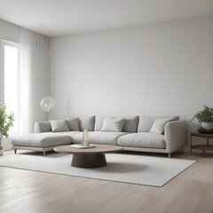 Generate a highly realistic image of a minimalist interior living space in an elegant style, devoid of furnishings, showcasing a minimalist design. Generate a living room, but it's absolutely crucial 