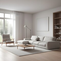 Generate a highly realistic image of a minimalist interior living space in an elegant style, devoid of furnishings, showcasing a minimalist design. Generate a living room.