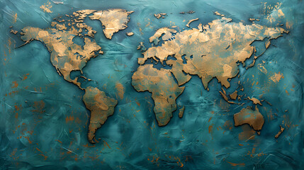 World map on blue background. generative ai 