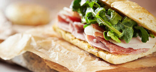 sandwich with ham and vegetables