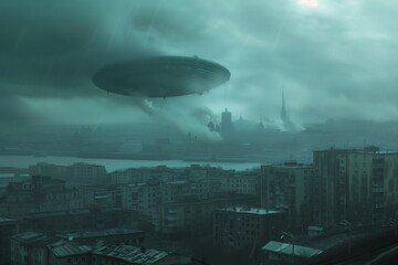 Fototapeta na wymiar An alien flying saucer