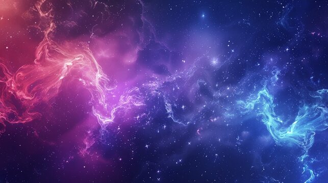 Abstract space background with nebulae and stars. Universe, astronomy, 3D illustration.