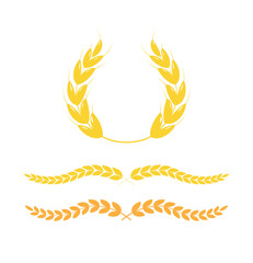 Golden laurel wreath. laurel circle wreath branch greek olive oak. Emblem icon. Vector illustration © Alano Design