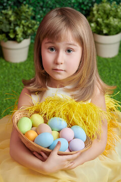 girl with easter eggs