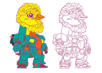 cute animal doodle illustration for coloring page drawing book