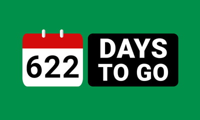 622 days to go last countdown. six hundred and twenty two days go sale price offer promo deal timer, 622 days only
