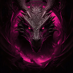 Furious Dragon head with glowing eyes