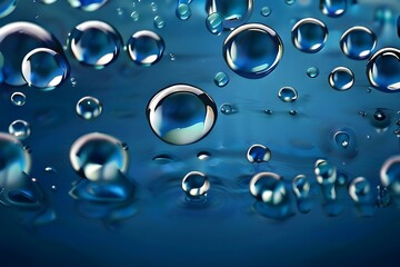 blue bubbles water drops background Generative AI