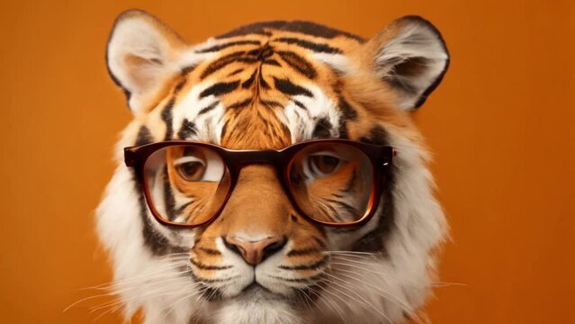 a tiger wearing glasses