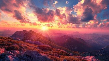 Magnificent sunset or sunrise landscape