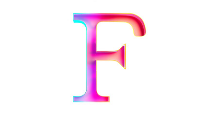 English letter F, GRADIENT COLOR ALPHABET letter F isolated over the transparent background