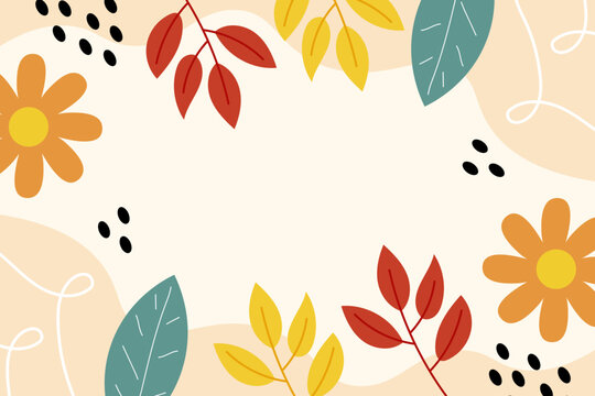 Hand drawn leaves autumn flat design
illustration vector background template