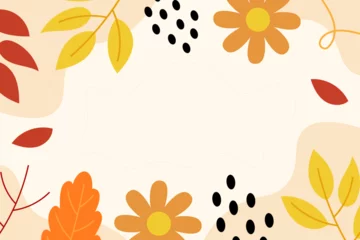 Poster Hand drawn leaves autumn flat design illustration vector background template © RideStudio™