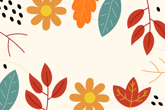 Hand drawn leaves autumn flat design
illustration vector background template