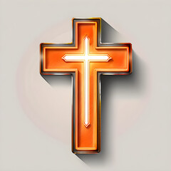 Fototapeta premium Tangerine Illumination: Exploring the Artistry of Orange Neon Crosses(Generative AI)