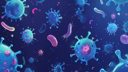 Fototapeta na wymiar Microscopic germs and pathogens illustration