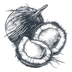 Coconut Vintage woodcut engraving style vector