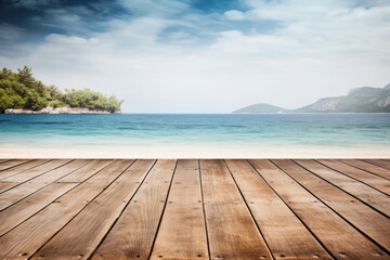 Fototapeta premium Wooden floor with natural background, for product background