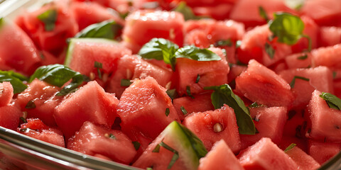 Salada Refrescante de Melancia  Closeup