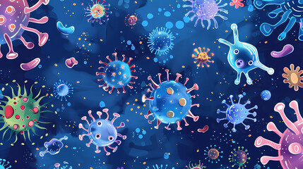 Microscopic germs and pathogens illustration