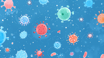 Microscopic germs and pathogens illustration
