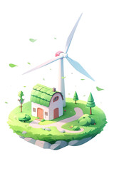 Wind power green energy three-dimensional rendering concept illustration