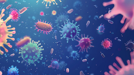 Fototapeta na wymiar Microscopic germs and pathogens illustration