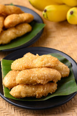 Deep fried banana with flour and sesame, Thai street food